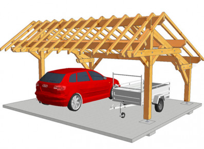 une charpente de carport pour deux véhicules